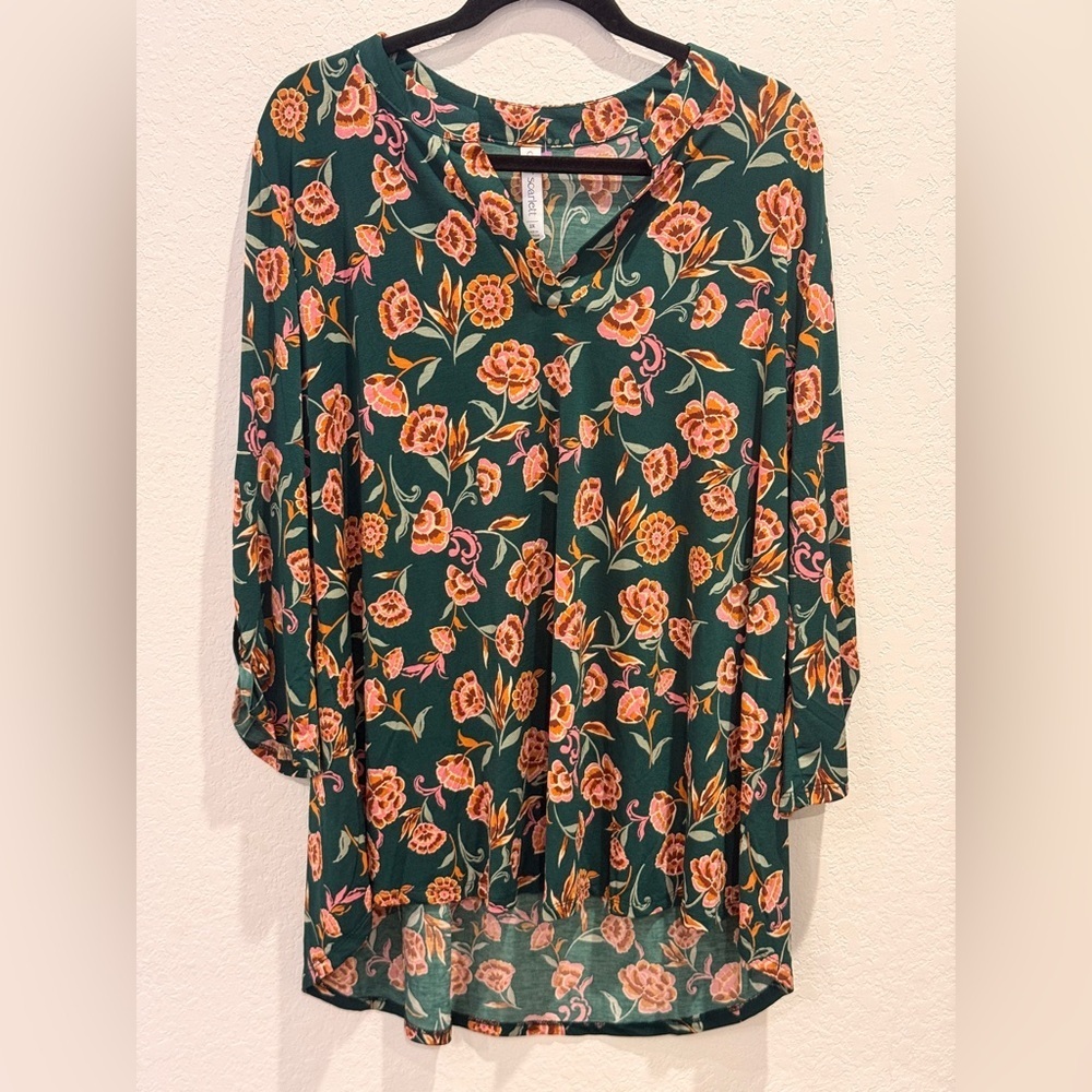 Dear Scarlet Chic Floral Blouse in Green and Pink